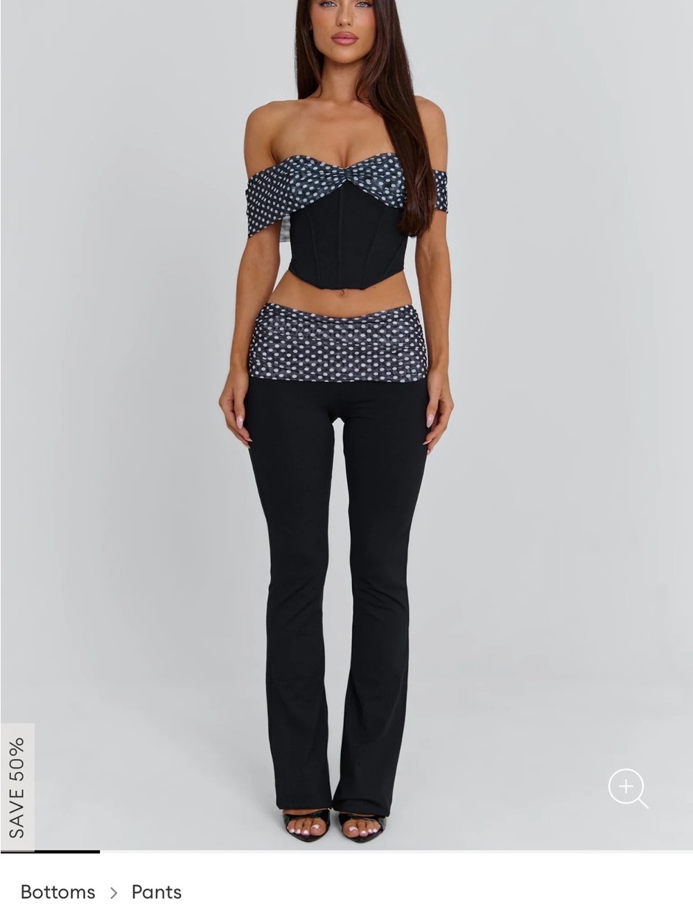 Polka-Dot Trim Black Straight-Leg Pants - OUTCAST EMIL